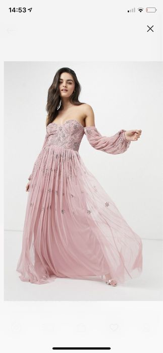 Sukienka asos maya NOWA Z METKĄ cold shoulders maxi tiulowa