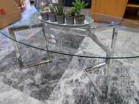 Mesa de centro prateada com tampo de vidro FRESNO