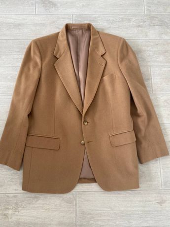Мужской коричневый бежевый пиджак блейзер кашемир шерсть L XL 50 52