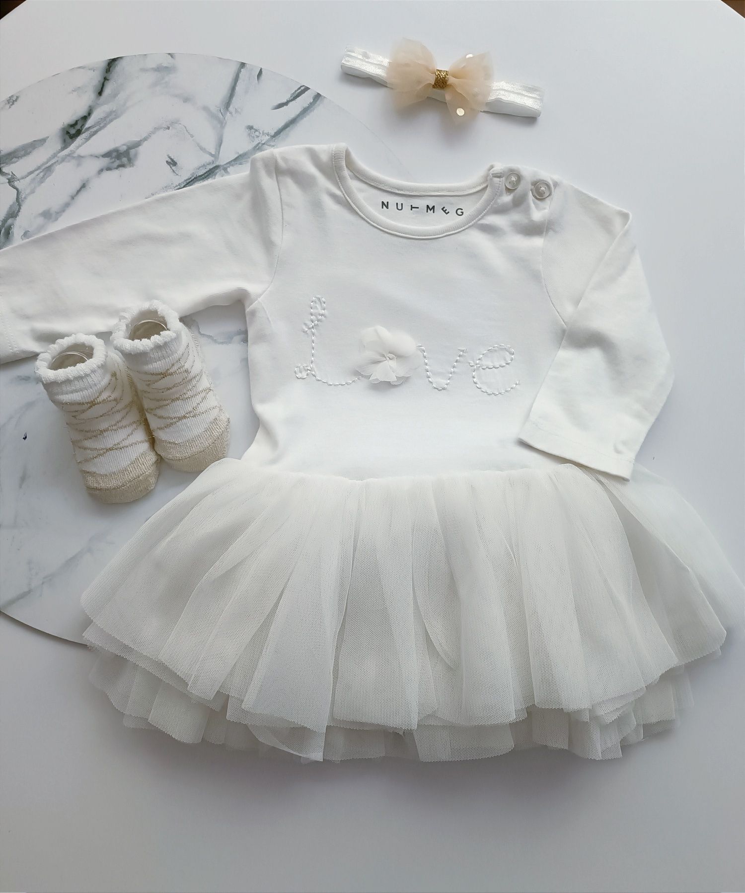Zestaw dla dziewczynki na chrzest, sesja, chrzciny, body/ opaska r.3-6