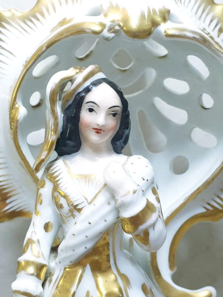 Raros lindos antigos castiçais franceses em porcelana Vieux Paris