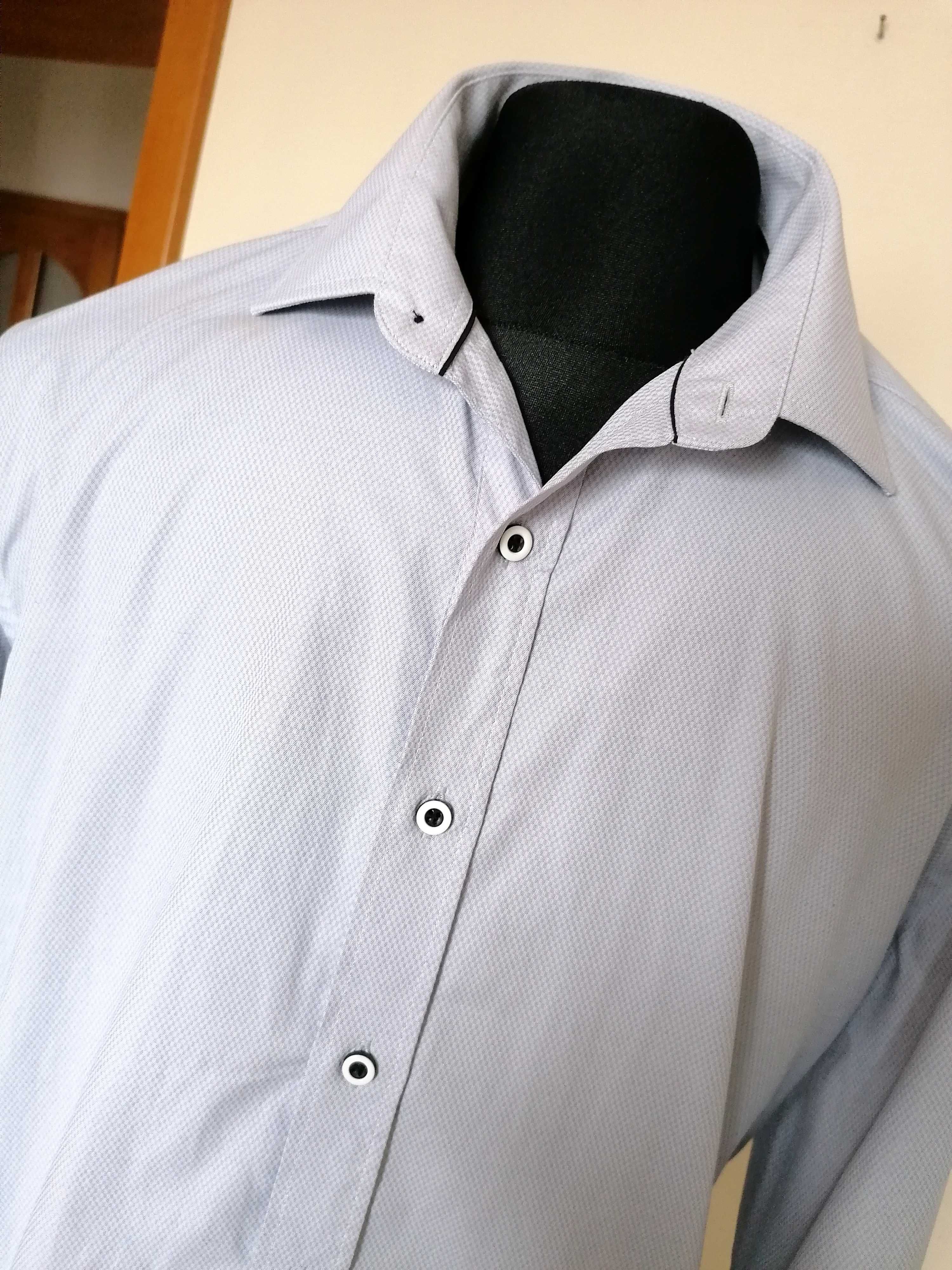 Ewex MeCollection elegancka koszula slim niebieska kratka 39/170/176 M