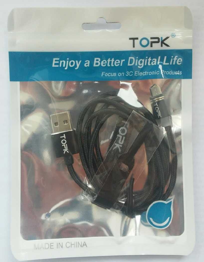 Магнитный кабель зарядки Topk c коннектором micro USB 1м