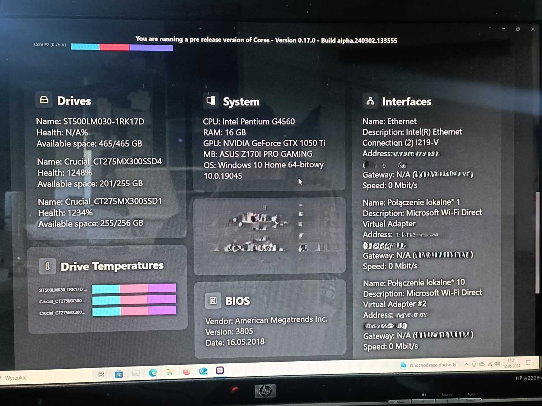 Komputer MiniITX Z170 16 GB 2xSSD 1050Ti G4560 Win10