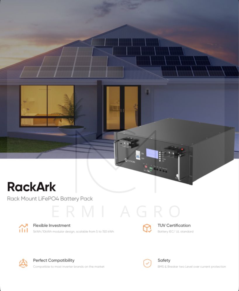 Аккумуляторная батарея (блок) RackArk 51100, 100м Ач (5,12 кВт·ч)
