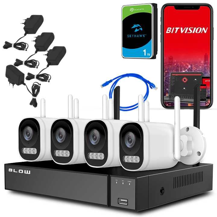 Zestaw 4 kamer do monitoringu WiFi BLOW BL-W5BP4/WiFi/1TB