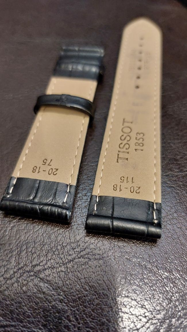 Pasek Tissot nowy skórzany czarny 20mm oryginalny