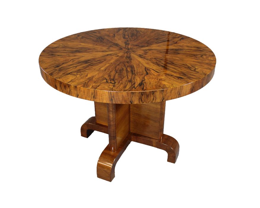 Okrągły stół gabinetowy art - deco  Piękny fornir / po renowacji antyk