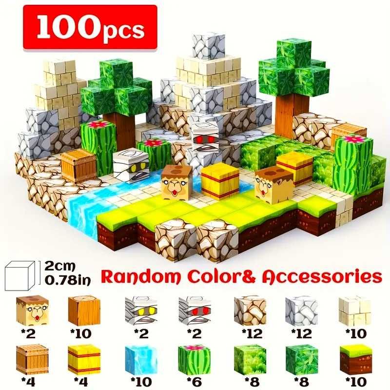 Магнітний конструктор Майнкрафт 100 блоків Minecraft магнітні кубики