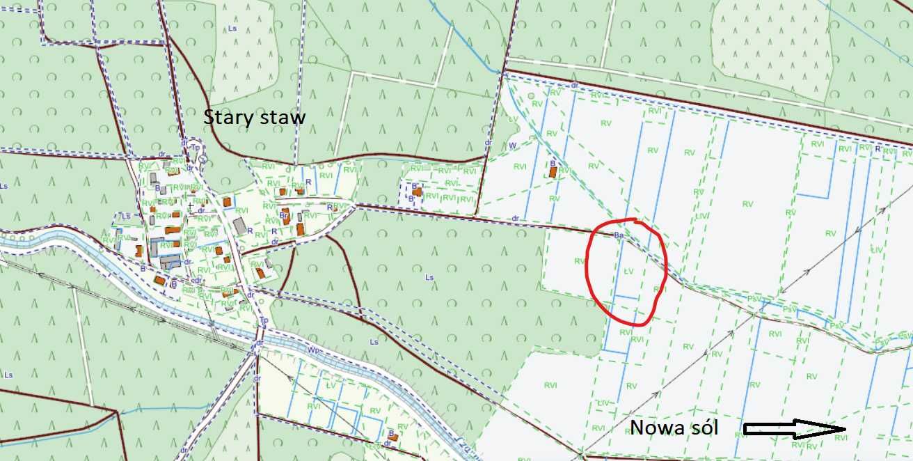 Działka rolna nie zab. warunki zabudo Stary Staw koło Nowej Soli 31ar