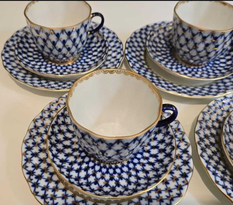 Filiżanki łomonosow siatka kobaltowa