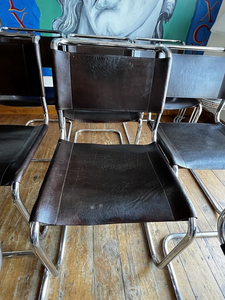 Thonet S33 Mart Stam skóra brąz, krzesło