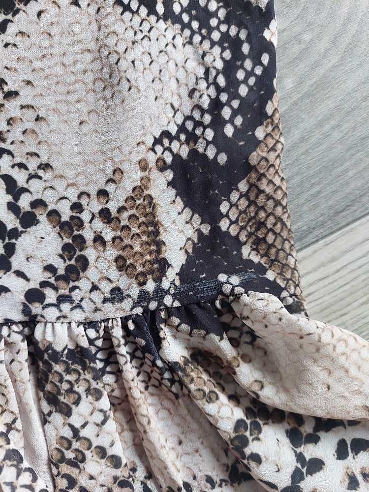 Włoska sukienka falbana skóra węża wiskoza M