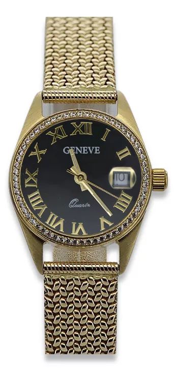 Złoty zegarek damski 14k z BRYLANTAMI Geneve lwd078ydbc&lbw003y Poznań
