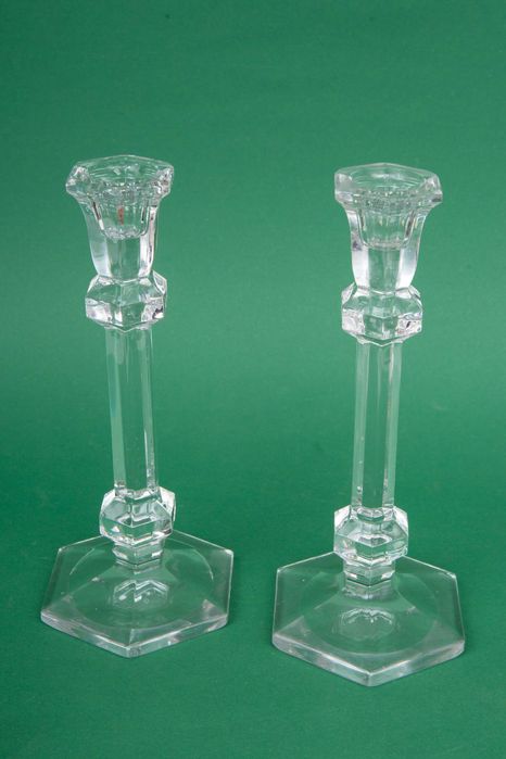 2 Szklane ciężkie świeczniki