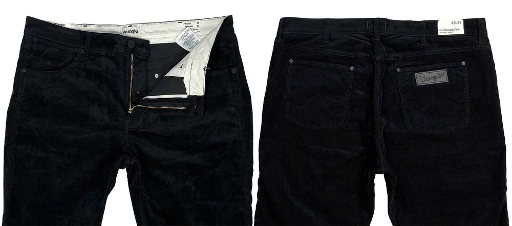 Spodnie męskie sztruks Wrangler Greensboro 803 Black W42 L34