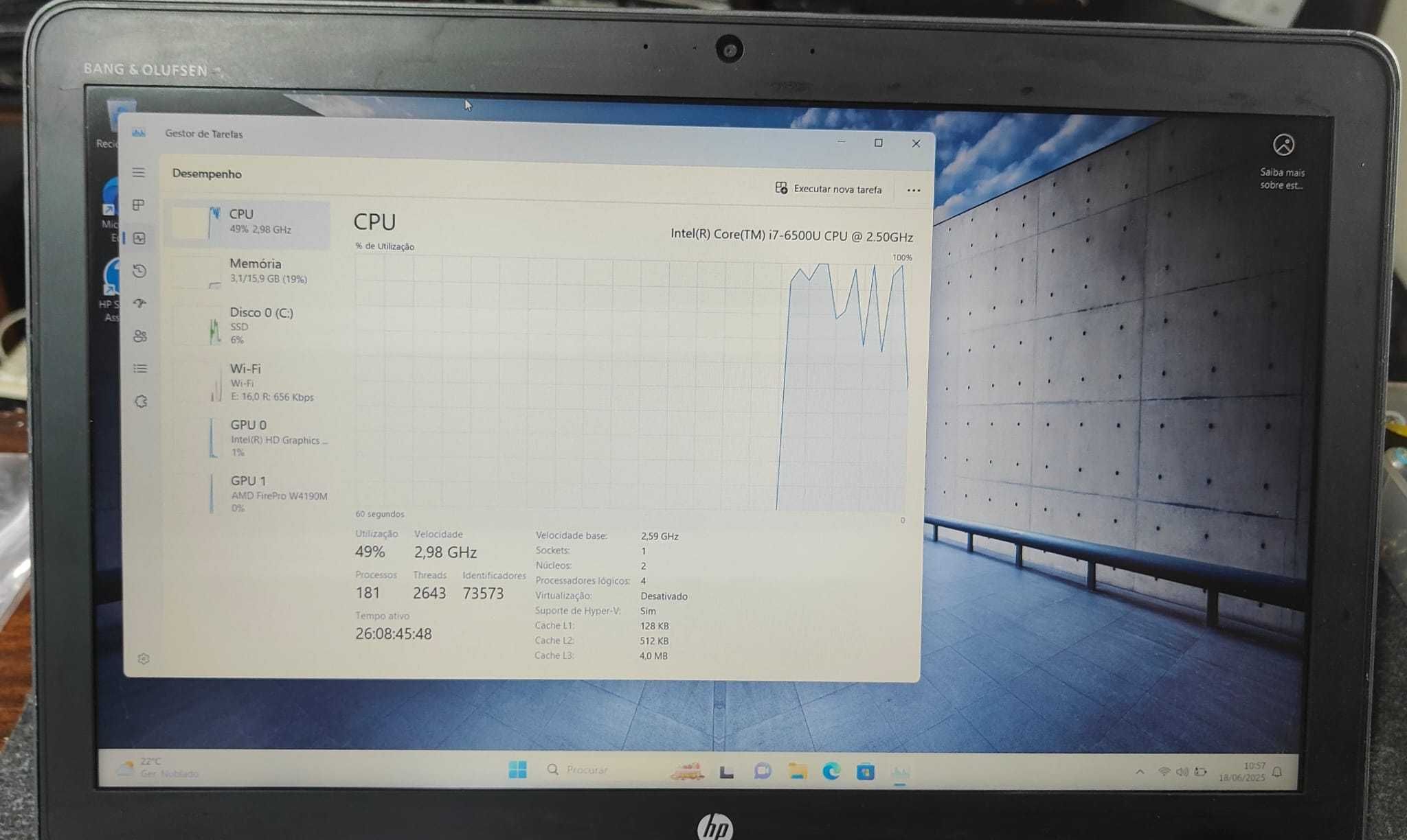 Portátil HP ZBook 15u G3 i7 6th 16GB RAM 256GB M2 GPU AMD FirePro 2GB