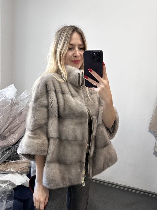 Норкова кофта біла , беж, норковий полушубок nafa