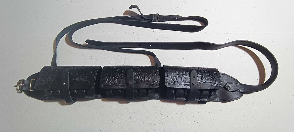 Патронташ кожаный закрытый двухрядный на 36патр.(12,16к)"Подарочный"