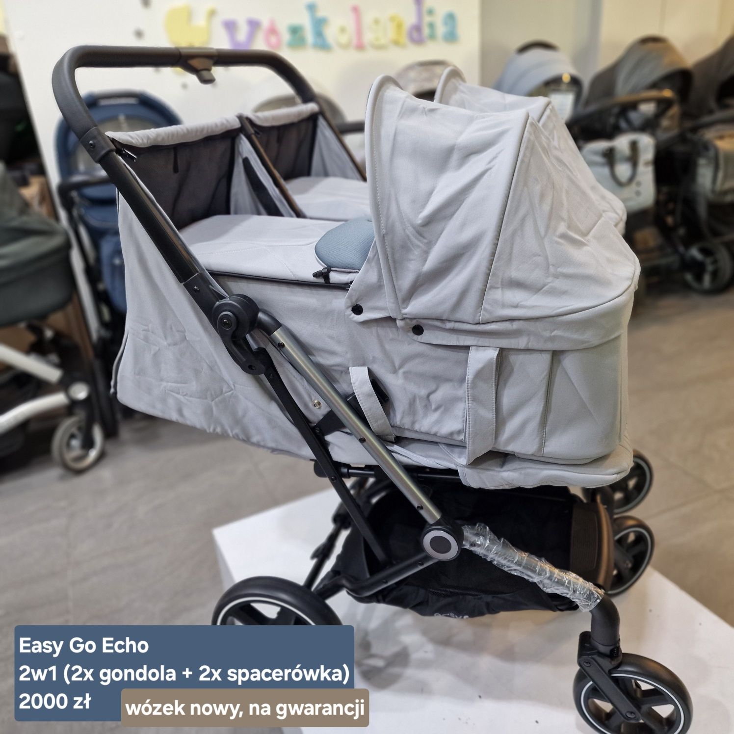 Nowy Wózek bliźniaczy Easy Go Echo 2w1 dla bliźniaków bliźniąt podwójn