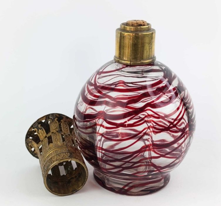 Lampa zapachowa antyczna szkło i mosiądz XIX w.