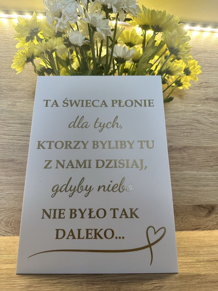 Tablica ślub ta świeca plonie
