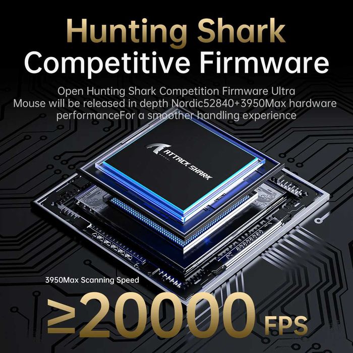 Миша ATTACK SHARK V5  | 8000 Гц  | 53г  | PAW3950MAX. Новинка 2025.