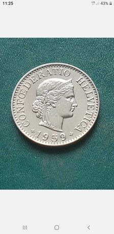 1959 Szwajcaria Dwadzieścia (10) Rappen Confederatio Helvetica Coin