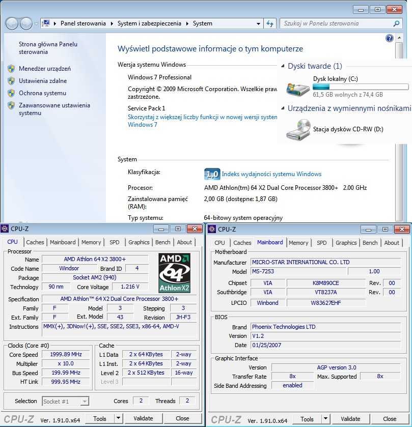 Sprzęt do zadań domowych AMD 3800+/2gb/Integra/80gb/CDrw