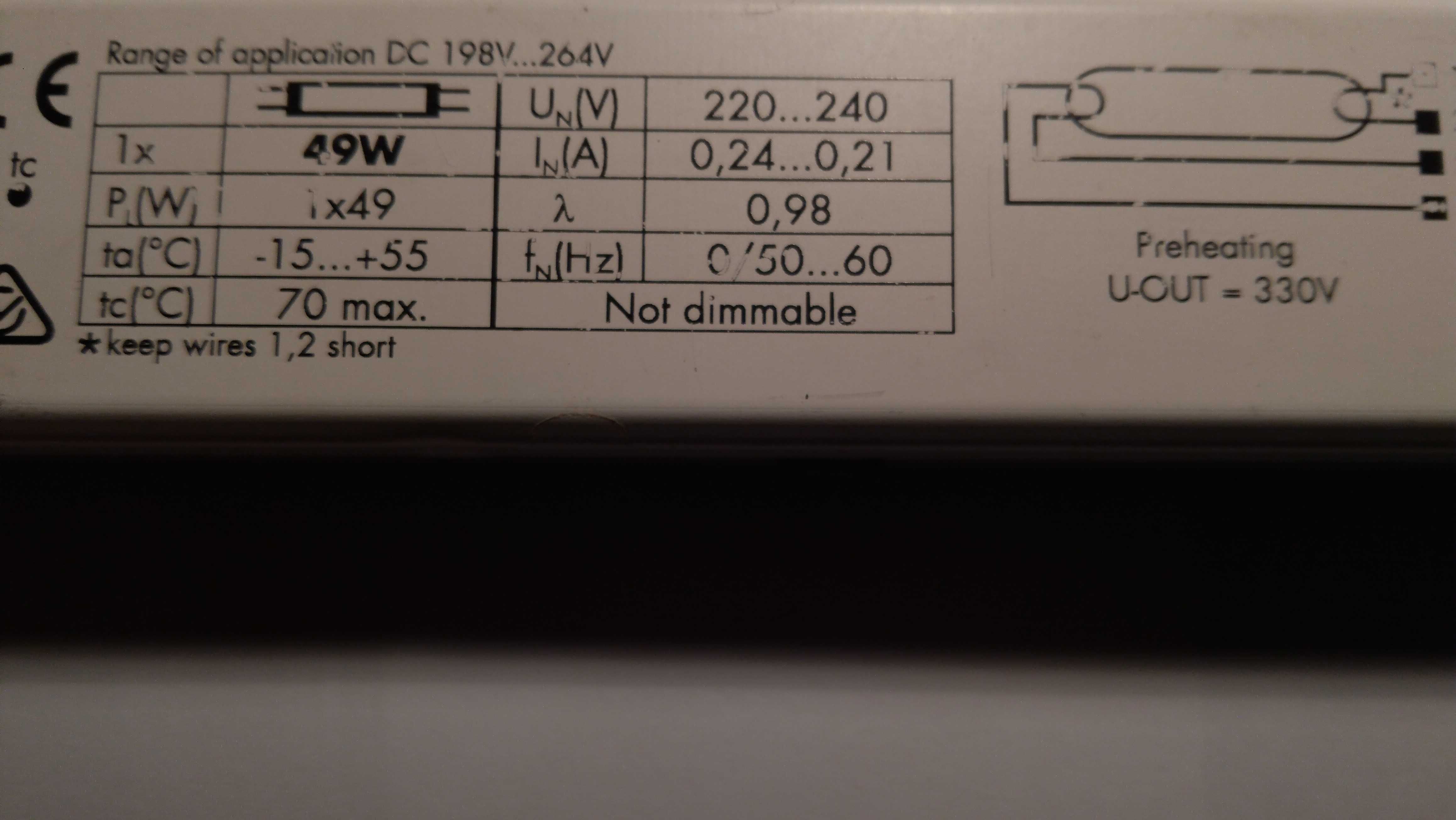 Statecznik elektroniczny 1x49W (55W) VOSSLOH-SCHWABE