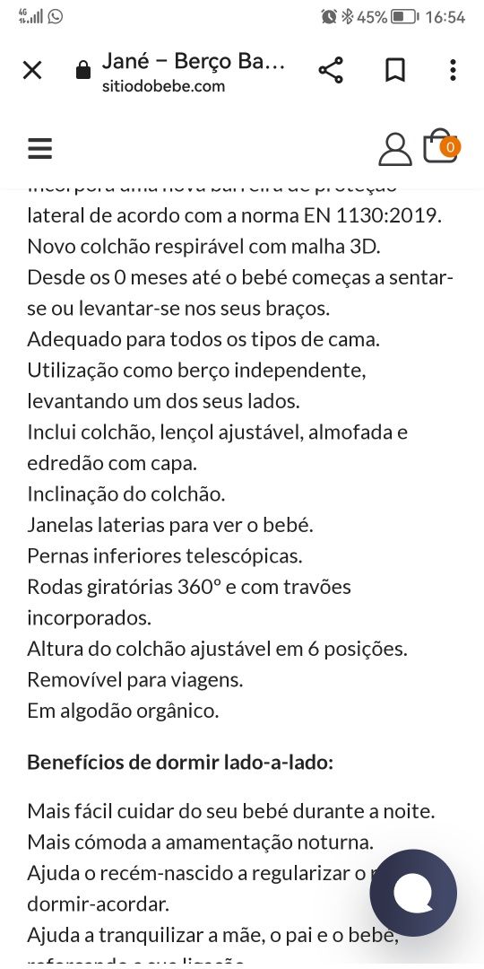 Baby side, caminha de bebé de encostar ao lado da cama