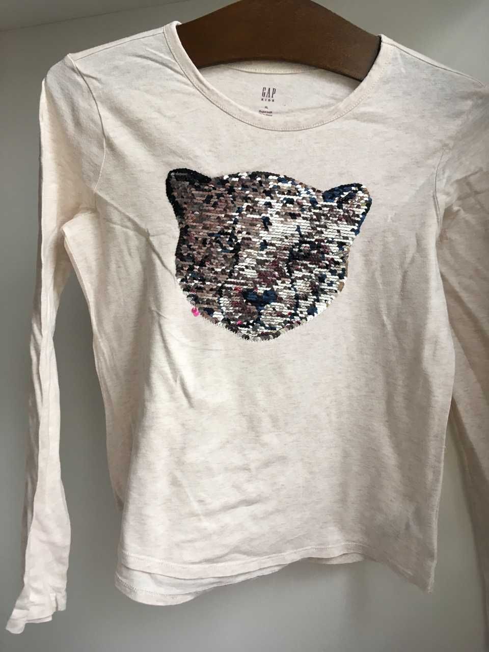 GAP bluzka długi rękaw gepard obracane cekiny 11-12 L 146/152