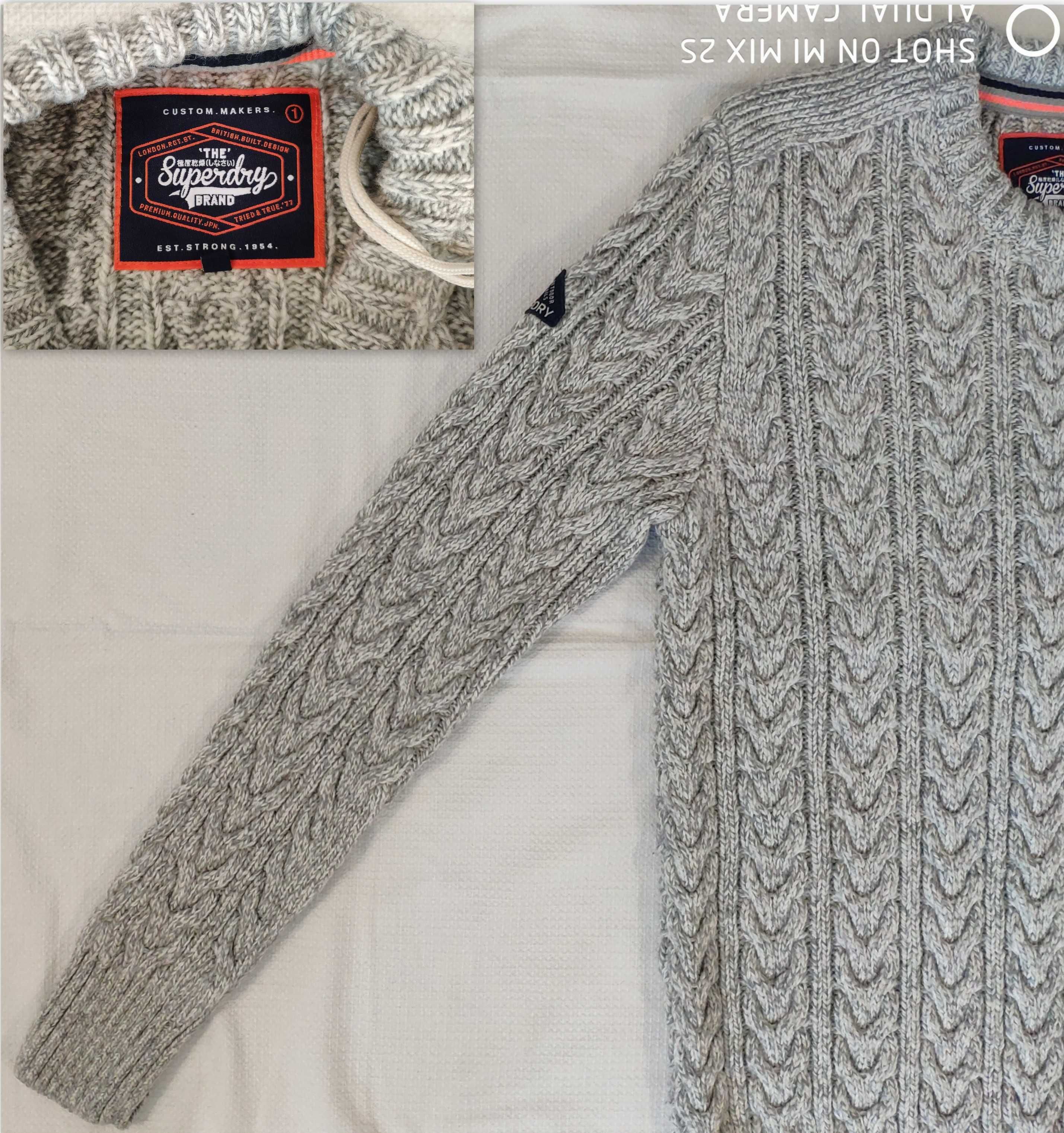 sweter # SUPERDRY Jacob Crew Neck Premium WEŁNA piękny splot NOWY # L