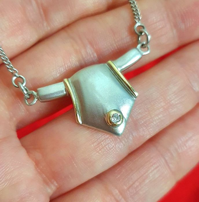 Naszyjnik Modernistyczny srebro 925 złocenie