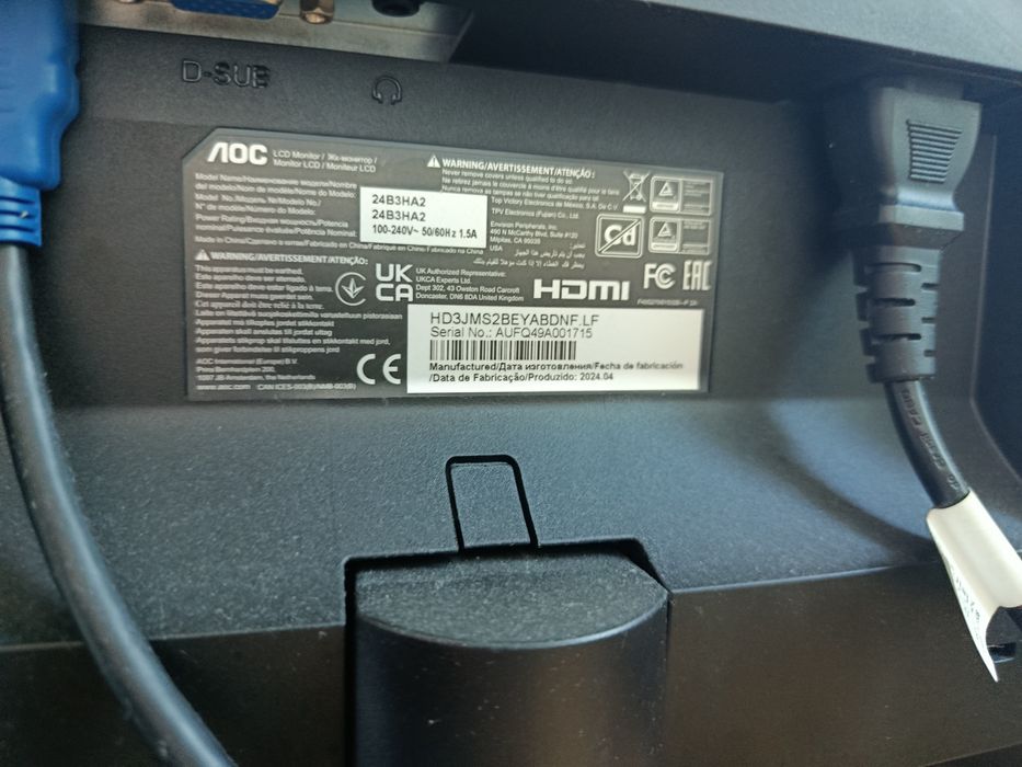 Monitor AOC 24B3Ha2 (24'' - Full HD - IPS - 1 ms - Preto)