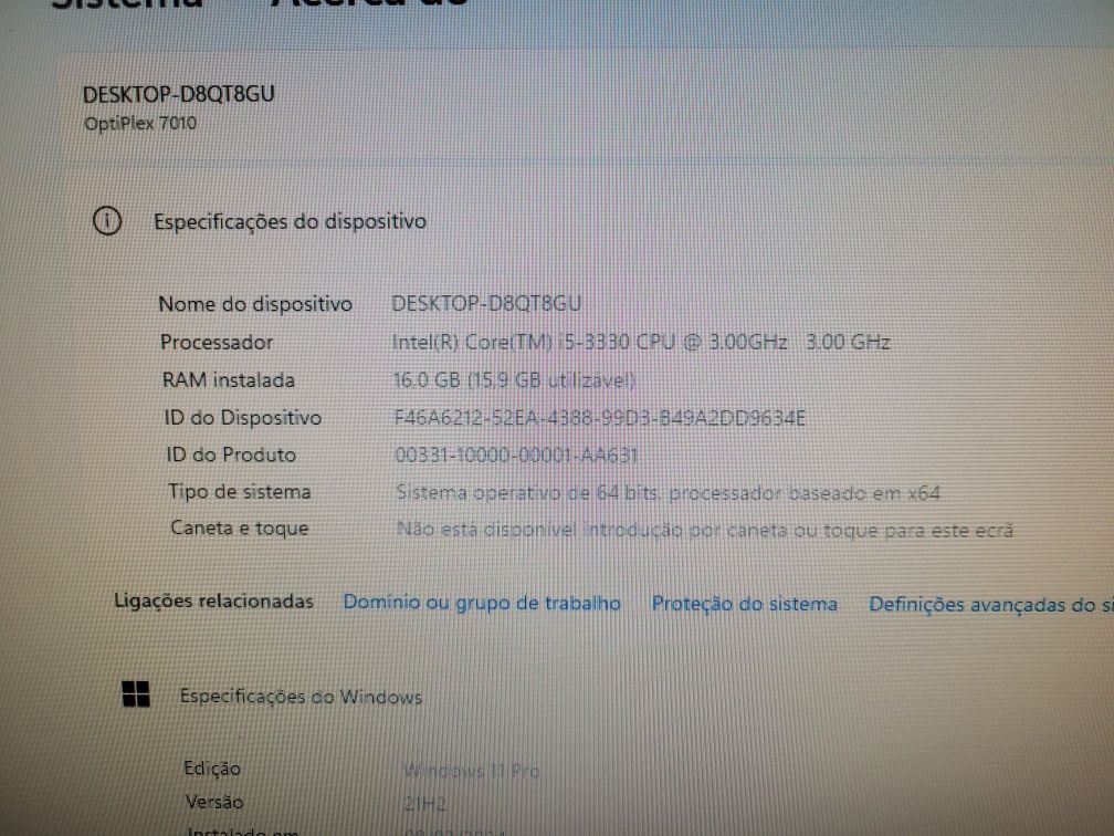 Computador de secretária completo Dell Optiplex i5 16gb RAM  e monitor