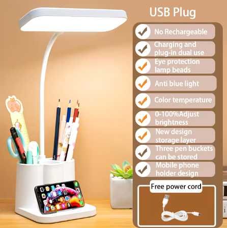 Lampa Stojąca Biurowa LED USB 3-Kolorowa