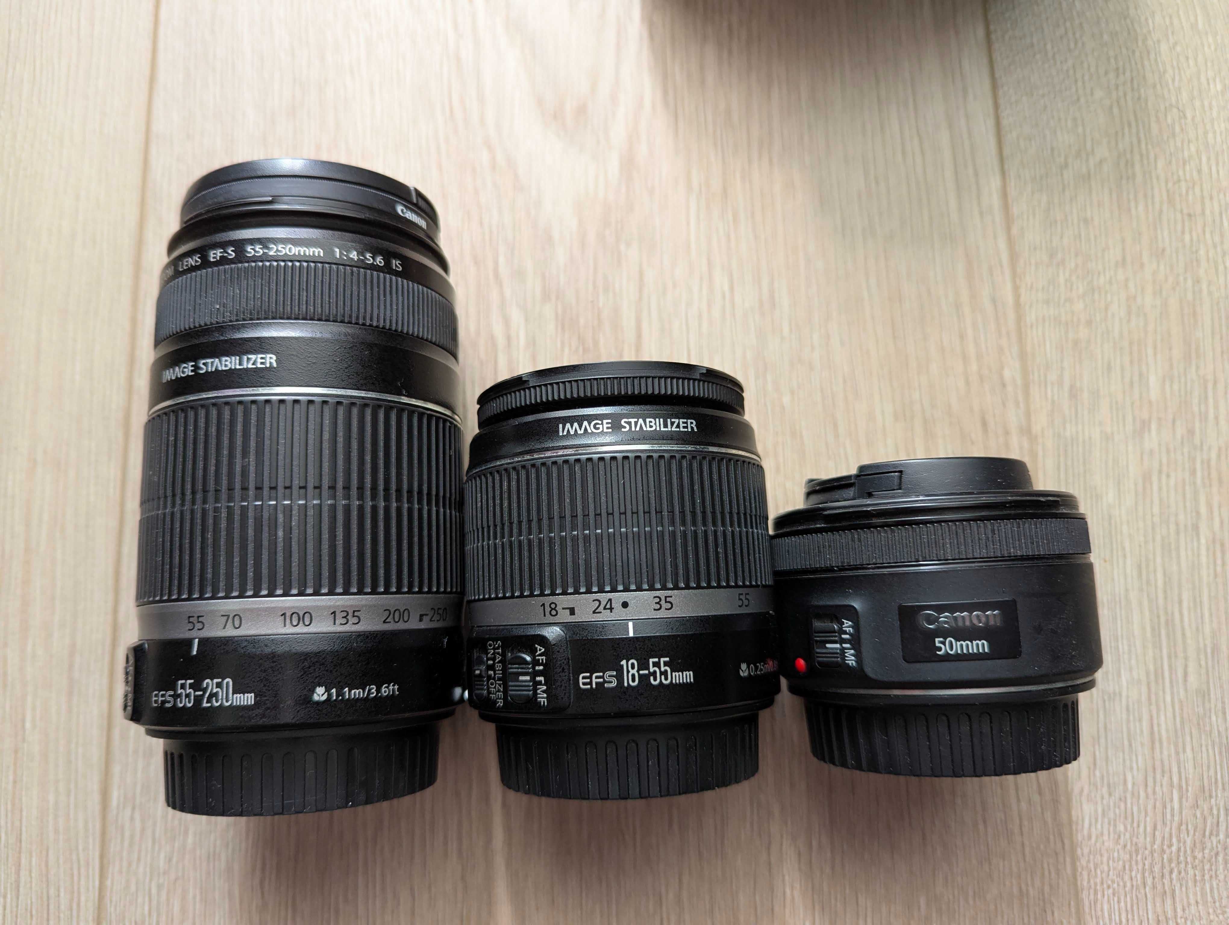 Canon EOS 700D (2шт.) + 3 обʼєктива (EF-S 55-250, EF‑S 18‑55, EF 50)