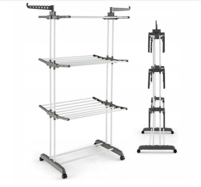 Suszarka na pranie 4 poziomy składana konstrukcja, kółka