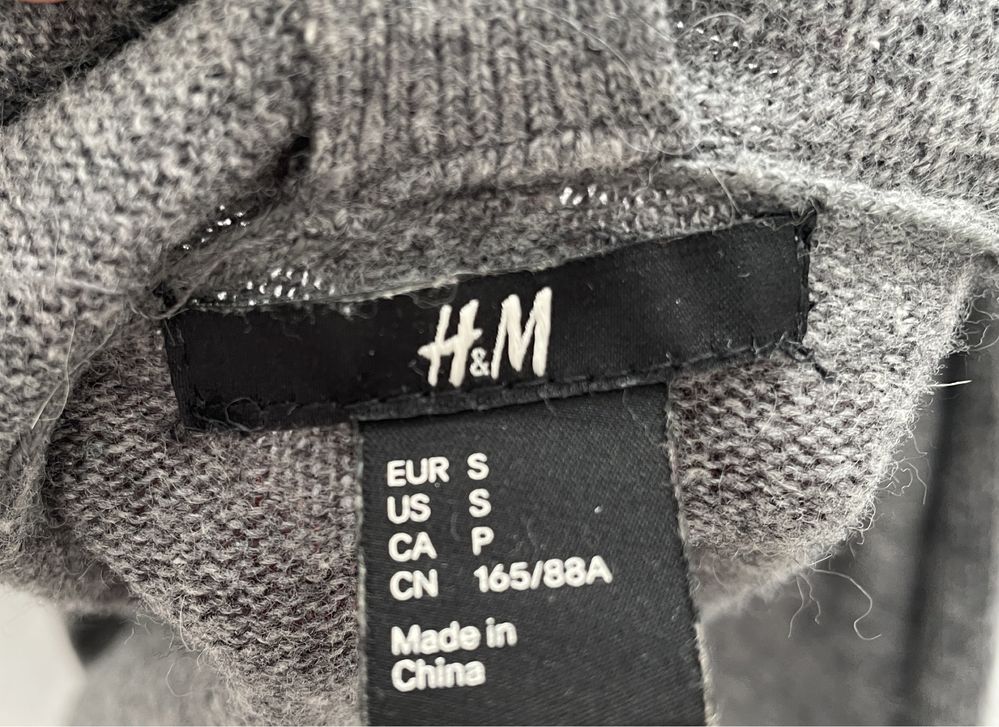 H&M Sweter szary melanż angora zakładany