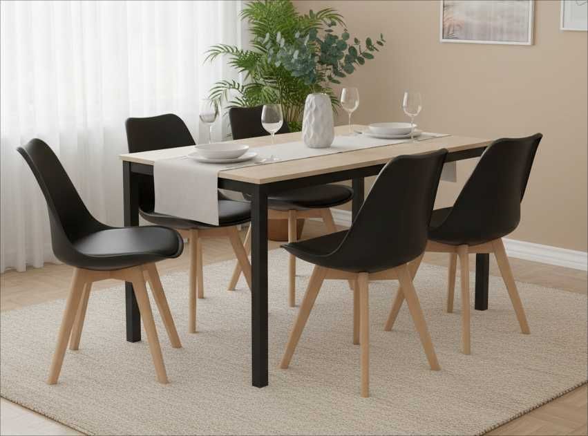 NOWY Stół z Krzesłami Drewniany do Kuchni Salonu Jadalni Stolik Loft