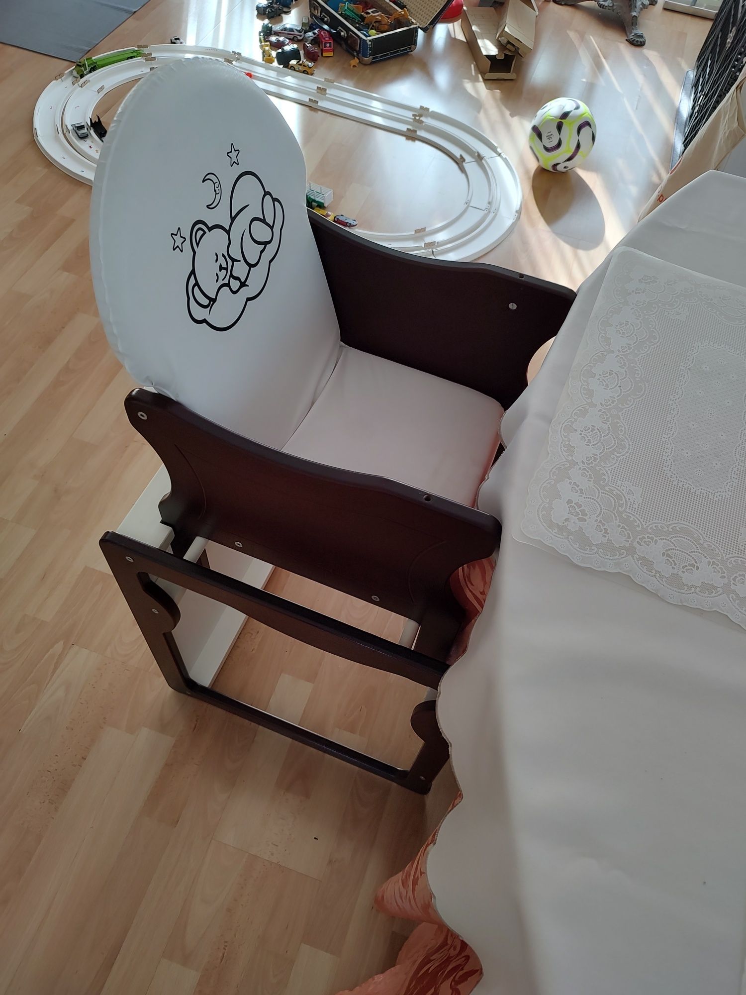 Krzesełko do karmienia, krzesełko + stolik 2w1, drewniane