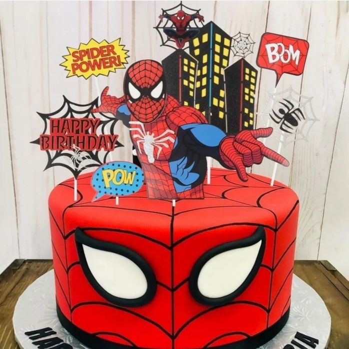 Topper Spiderman 7szt na tort urodzinowy