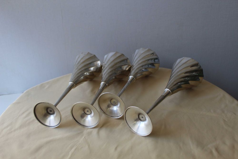 Бокалы,  большие, бронза, Англия, h 22,5 см, 4 шт