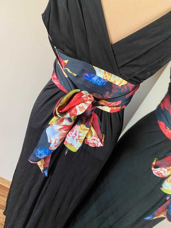 Ted baker suknia dluga maxi sukienka kolorowy pas floral kwiaty xs s
