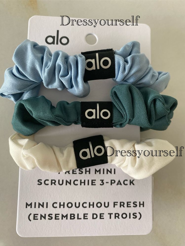 Alo Yoga zestaw gumek do włosów Fresh Mini Scrunchie blekit kremowy