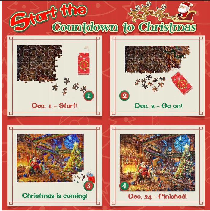 Kalendarz Adwentowy Puzzle Świąteczne Boże Narodzenie 1008 Elementów