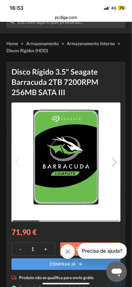 Vendo Disco Rigido Seagate Barracuda 2TB 3.5” 7200RPM 256MB COMO NOVO