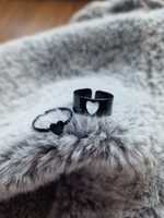 Zestaw pierścionków czarny pierścionek matching dla par