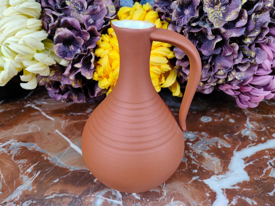 Ceramiczny ceglany wazon / dzbanek na olej / ocet - 17 cm